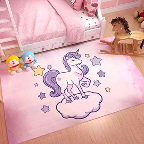 Alfombra Corta Terciopelo Antideslizante Estera del Piso Niñas Estera De Yoga Chica Nórdica Dormitorio Estera De Cama Estera Linda Habitación De Los Niños Unicornio De Dibujos Animados En La Nube