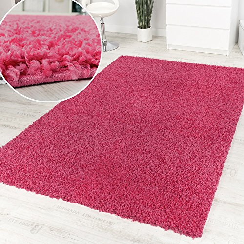 Alfombra Pelo Alto Y Largo Shaggy Rosa Monocolor Promoción A Un Precio Increíble, tamaño:80x150 cm