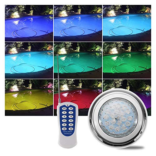 AMDHZ Focos de Piscina, RGB con Mando A Distancia Lámparas Led Sumergibles 12V IP68 Impermeable Foco LED Subacuático Usado para Piscina, Estanque, Iluminación Subacuática (Color : RGB, Poder : 9W)