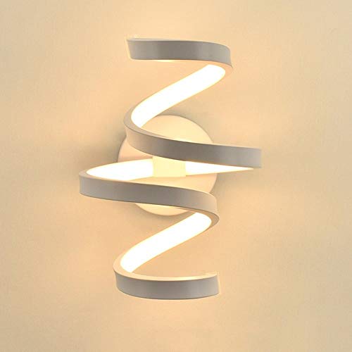 Aplique de pared en espiral LED 24 W moderno blanco lámpara pared habitación luz natural