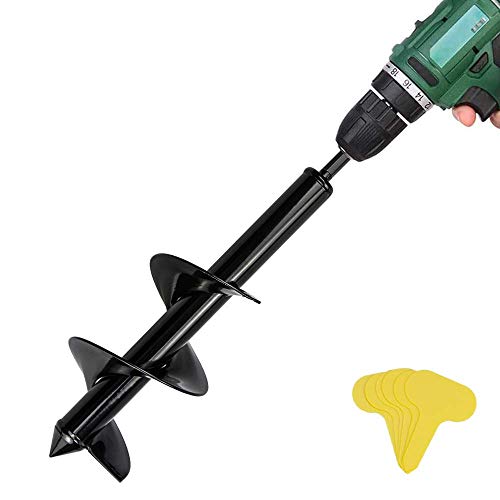 Auger Drill Bit - Garden Plant Flower Bulb Auger, 4" x 12" Easy Planter Garden Auger - Seedlings & Bedding Plant, Umbrella Hole Digger Solid Shaft Auger, Post Hole Digger for 3/8" Hex Drive Drill