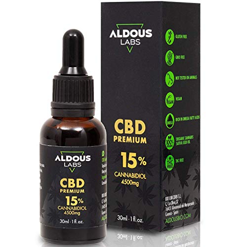 Auténtico CBD Oil 15% | Aceite de Cañamo Bio enriquecido con 15% CBD | 30ml - 1200 gotas Aceite CBD Premium | Hemp Oil con 4500mg de Cannabidiol | 0% THC