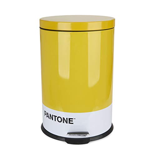 Balvi Cubo Basura Pantone Color Amarillo Cubo de 20L de Capacidad para Cocina, habitación u oficinas con Pedal Diseño Bonito y Original Reciclar Metal 44x29,2x29,2 cm