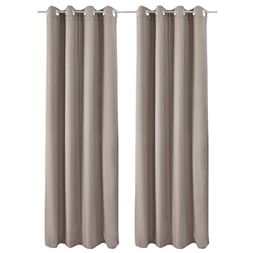 Beautissu Set de 2 Cortinas térmicas Amelie TO 140x245 cm de Ojales Privacidad y oscurecentes Aislante Arena