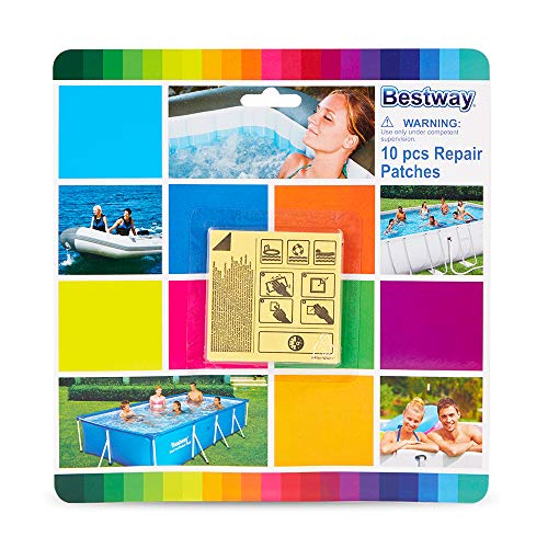 Bestway Parches de reparación adhesivos subacuáticos Flowclear de 6,35 x 6,35 cm (10 parches)