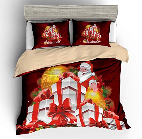 Bevvsovs® Ropa De Cama 3D Caricatura, Santa 200 X 200 Cm (1 Funda Nórdica De Apertura Y Cierre con Cremallera + 2 Fundas De Almohada 50X75Cm) Serie De Fundas Nórdicas Suaves Y Exquisitas De Fibra Ext