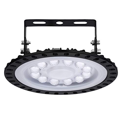 Blivrig 50W UFO LED Iluminación Techo de LED IP65 Blanco Frío LED Salón Proyector Lámpara Taller Super Brillante Iluminación Comercial para Garaje, Almacén[Ahorro Energía A ++]