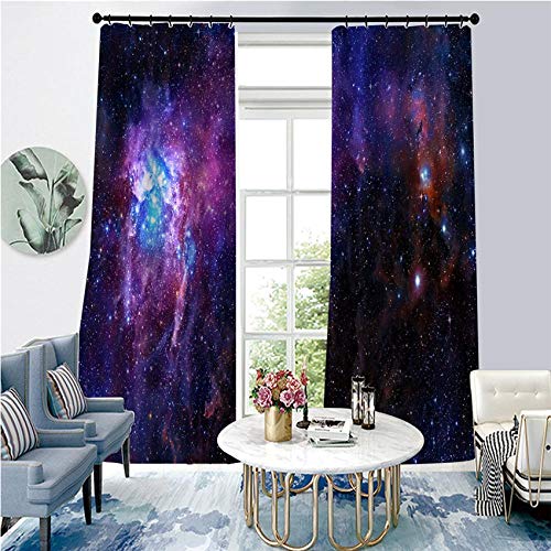 BLZQA Cortina Cortinas Opacas con Aislamiento térmico Cortinas Térmicas De Salón Dormitorio Anti Ruido para Ventana De Habitaciones Infantiles Juveniles,Universo Estrellado 75 cm x 166 cm x 2