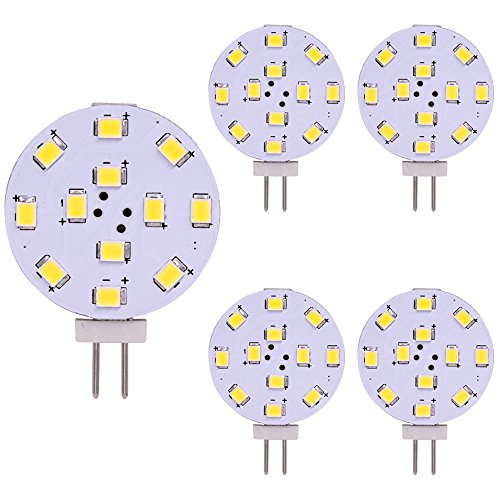 Bombilla G4 LED, 2W equivalente a bombilla halógena de 20W, 12V-24V CA/CC, CRI> 85, 350LM para RV Home Reading Light 5Pack (White)