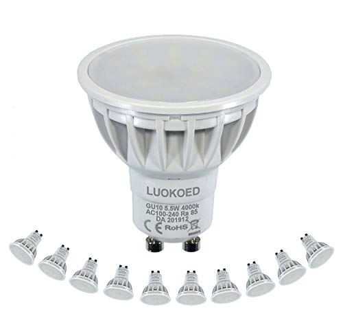 Bombilla Gu10 LED Foco 500-550lm Equivalente a 50W Luz Blanca Natural 4000K LUOKOED®