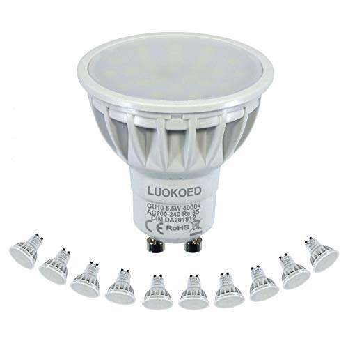 Bombilla Gu10 LED Foco 500-550lm Equivalente a 50W Luz Blanca Natural 4000K Regulable LUOKOED®