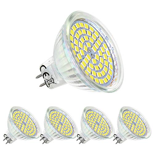 Bombilla LED GU5.3 MR16 12V Blanco Natural 4000K,5W Equivalente a 50W Halógena,GU 5.3 Foco,AC/DC12V,ángulo de az de 120°,paquete de 4