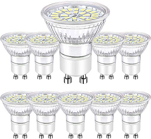 Bombillas GU10 LED Blanco Frío, Focos Led GU10 5W Equivalente a 50W Halógena 6000K Ojo de Buey AC 220-240V Bombubilla 10 Pack