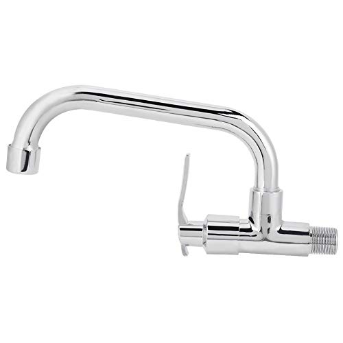 Cafopgrill G1 / 2in Montado en la Pared de Agua, Cuerpo de Latón/Tubo de Acero Inoxidable Cocina Baño Solo Agua Fría Grifo del Fregadero Grifo de Agua(Type A 25cm)