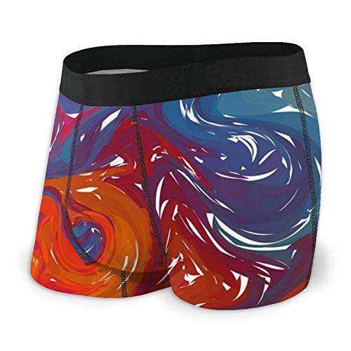 Calzoncillos bóxer para hombre multicolor azul naranja digital marbling ropa interior clásica