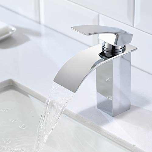 CECIPA-Grifo Lavabo Cascada Grifo de Acero Inoxidable con Cromo para baño Sin Ruido Con Caliente y Fría Ares H102C