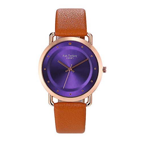 Cinturón Reloj Modelos Femeninos Reloj de Cuarzo Damas Simples Reloj Reloj Modelos Femeninos Reloj de Cuarzo Hembra Naranja con rosetón Dorado Cara púrpura