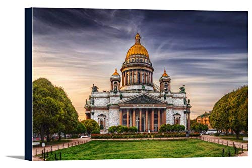 daoyiqi Lienzo decorativo para pared de San Petersburgo, Rusia – Vista de la catedral de Isaac desde la galería Park Square envuelta en lienzo para decoración de pared de cuarto de baño o dormitorio