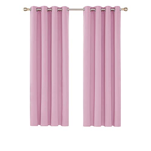 Deconovo Cortinas de Salon Cortinas Termicas Aislantes Frio y Calor para Ventanas Anti Luz con Ojales 2 Piezas 132 x 160 cm Rosa