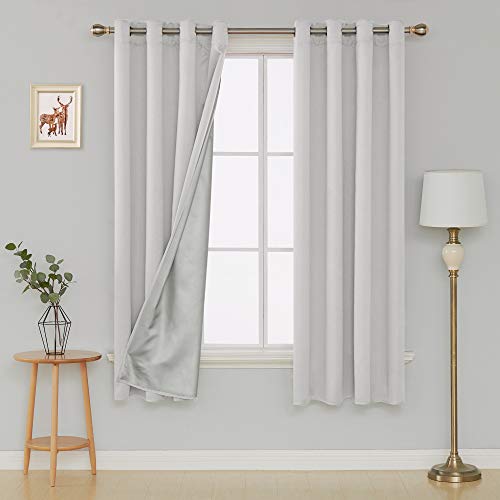 Deconovo Cortinas Opacas con Aislamiento Térmico con Ojales para Dormitorio y Salón 135 x 240 cm Blanco