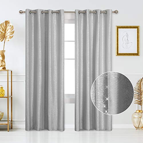 Deconovo Cortinas Salon Habitacion Modernas Aislante Térmica con Ojales 2 Piezas 140 x 260 cm Gris Claro