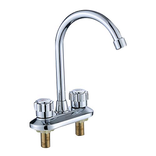 DHKJ - Grifo giratorio de cobre con doble agujero para lavabo de baño o cocina, Un grifo de cobre, 16 mm