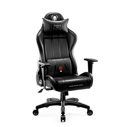 Diablo X-One 2.0 Silla Gaming Gamer Oficina Sillon de Ordenador Reposabrazos Ajustables Cuello/Cojín Lumbar Diseño Ergonómico (Negro, XL)