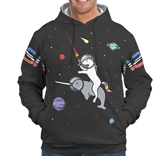 Divertida habitación arco iris unicornio planetas la NASA Kosmos impresión hombre sudadera con capucha Fantasie manga larga sudadera con capucha con bolsillos Shapewear White 2XL