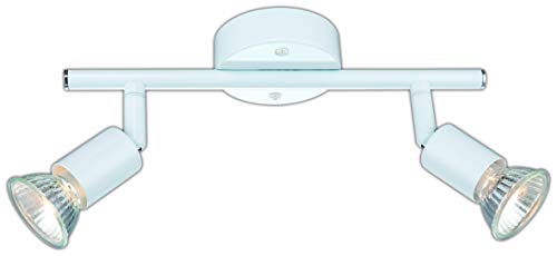 DM Leuchten - Lámpara LED de techo orientable (2 focos, incluye 2 bombillas de 3 W, luz blanca cálida, casquillo GU10), color blanco