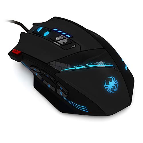 Docooler ZELOTES C-12 Wired USB Optical Gaming Mouse 12 Botones Programables Ratones de Juego de Computadora 4 dpi Regulable 7 Luces LED para Jugadores de Juego