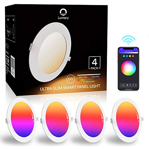 Downlight Led Techo Inteligente Ultrafina 6W 480LM, Lumary LED Empotrable Techo con Caja de Conexiones Controlada por APP, Funciona con Alexa, Google Home(6W-4PCS)