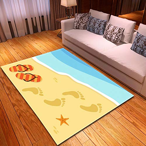 DRTWE Alfombra,Alfombra Suave para Gatear para Niños Alfombra Antideslizante Gruesa con Dibujos Animados En 3D con Patrón De Playa Alfombra De Juego Duradera para Bebés para El Dormitorio, La C