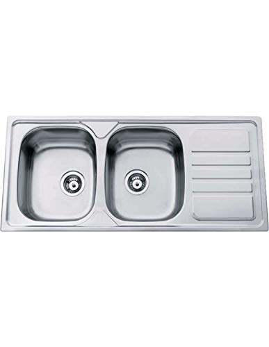 DUCHA.ES FREGADERO DE COCINA DOS SENOS CON ESCURRIDOR OKIO LINE 116 FLAT DE RODI 116X50CM 15 AÑOS DE GARANTÍA