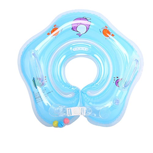 E-db Flotador Cuello Bebe Ajustable Inflable Doble Airbag Flotador Cuello para 1-18 Meses Bebé (Azul)