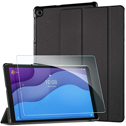 EasyAcc Funda Compatible con Lenovo Tab M10 HD (2ª generación) 10.1 con Cristal Ultra Delgado con Función de Atril y Función de Encendido y Apagado Automático Funda paraTB-X306X / TB-X306F, Negro