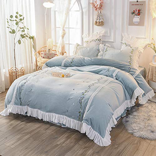 Edredón de Forro Polar para Cama Individual-Invierno de doble cara de lana calidez de cristal grueso terciopelo franela funda nórdica cama individual funda de almohada individual regalo-T_Cama de 1,5