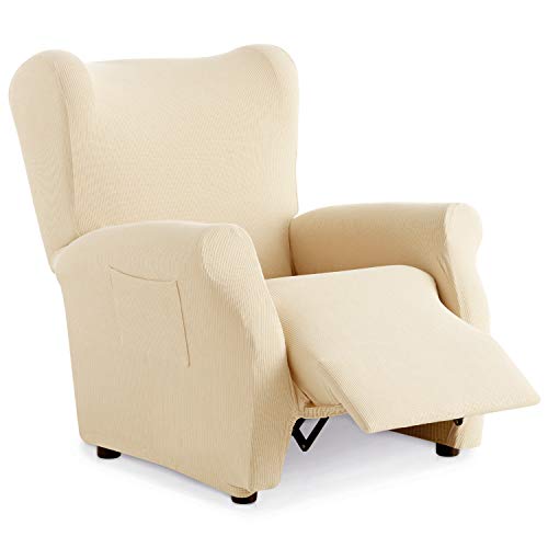 Eiffel Textile Funda Sillon Elastica Protector Adaptable Rústica Relax, 94% Poliéster, Marfil