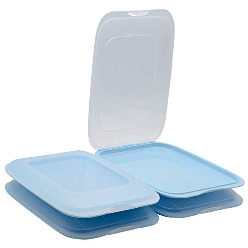 ENGELLAND - Cajas apilables de alta calidad para embutidos, contenedores para embutidos. Perfecto orden en el frigorífico, 4 unidades de color azul claro, dimensiones 25 x 17 x 3,3 cm.