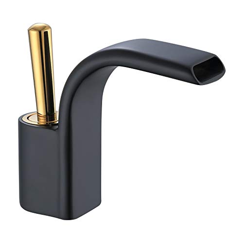 EODUDO-Home Improvement Oro Negro Grifo del baño Grifo del Fregadero con un Solo Orificio (Surface Finishing : Brass)