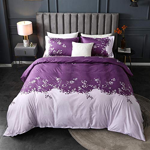 Epissche Ropa de Cama Funda de edredón de Flores de Campanilla de Viento de Color Liso Degradado Funda de Almohada sin Juego de sábanas-M Violeta_220x240 (Juego de Tres Piezas)