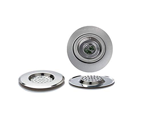 EUROXANTY® Set 2 Coladores de Desagüe | 7.5 cm + 6 cm | Acero Inoxidable | Filtro contra Pelos | Baño | Lavabo | Fregadero | (2 PACK)