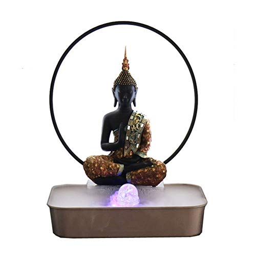 Farolas Fuente De Interior De Buda Tailandés con Bola De Cristal Y Atomizador, Adornos De Cascada De Feng Shui, Lámpara De Mesa, Regalos Creativos De Cumpleaños, Ideal para Oficina, Sala De Estar, Do