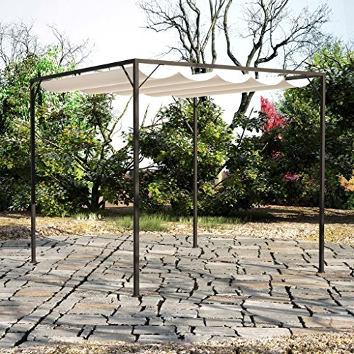 Festnight Carpa 3 x 3 Gazebo de Jardín con Dosel de Techo Retráctil, Gazebo de Jardin