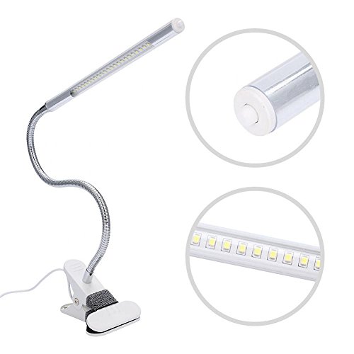 Filfeel Lámpara de Clip de Escritorio LED, Interfaz USB y Manguera de Metal Flexible para Lectura de Cama de Maquillaje de manicura de Mesa de uñas Soporte de manicura Tatuaje con Fuente de luz