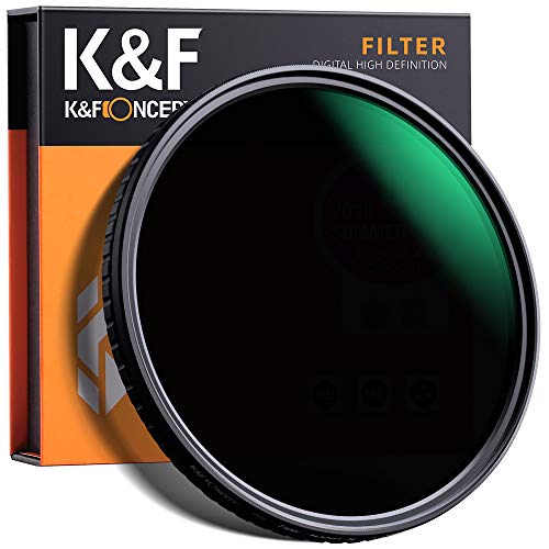 Filtro ND8-ND128 (5 Pasos) K&F Concept 77mm Filtro Densidad Neutra Ajustable ND8 ND16 ND32 ND64 ND128 Filtro Slim Vidrio Óptico Nano-Recubrimiento MRC de 18 Capas para Todas Las Lentes de cámara DSLR