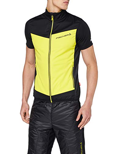 Fischer Sports Chaleco ligero para hombre Oestersund / Ws Vest Light - Oestersund, Hombre, Chaqueta, G80218, Negro / Amarillo, medium