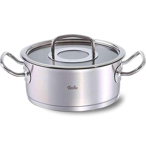 Fissler original-profi collection / Rustidera de acero inoxidable (4,6 litros, Ø 24 cm), con tapadera de vidrio, apta para cocinas de inducción, gas, vitrocerámica y eléctricas