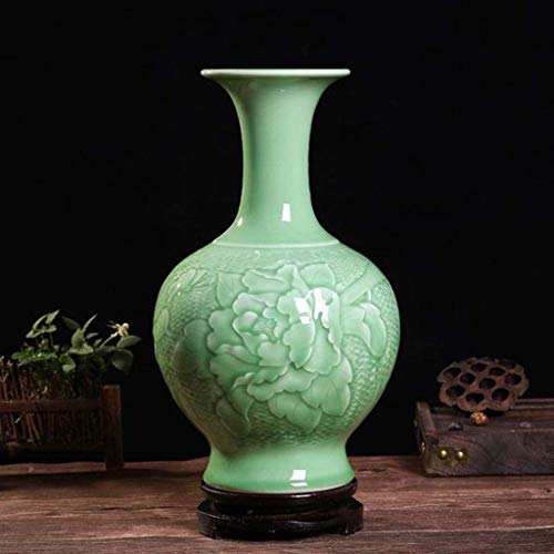 Florero Jarrón cerámica Celadon distribución Desigual excelente Porcelana Jingdezhen Cerámica Individual Colors Capital Jarrón (Color : A)