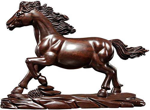 FLYAND Figuras de Escultura Feng Shui Ébano Talla de Madera Éxito Escultura de Caballos Zodiaco Caballo Casa Decoración de la Mesa Escultura TRENGA LA Riqueza Y LA SURBA Decoraciones de Escritorio