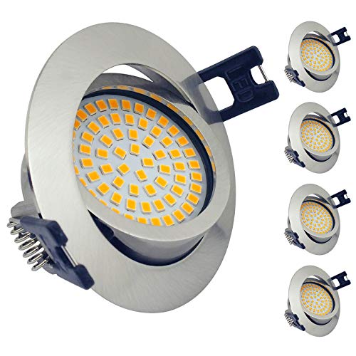 Foco Empotrable LED 5W Blanco Cálido 3000K Ultrafino Innovador Focos de Techo, IP44 Puede Utilizar en Baño, Hogar, Oficina, Incluye Bombillas y Portalámparas (Juego de 5)